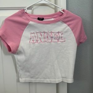 Cropped Angel Tee, Ribbed crop top